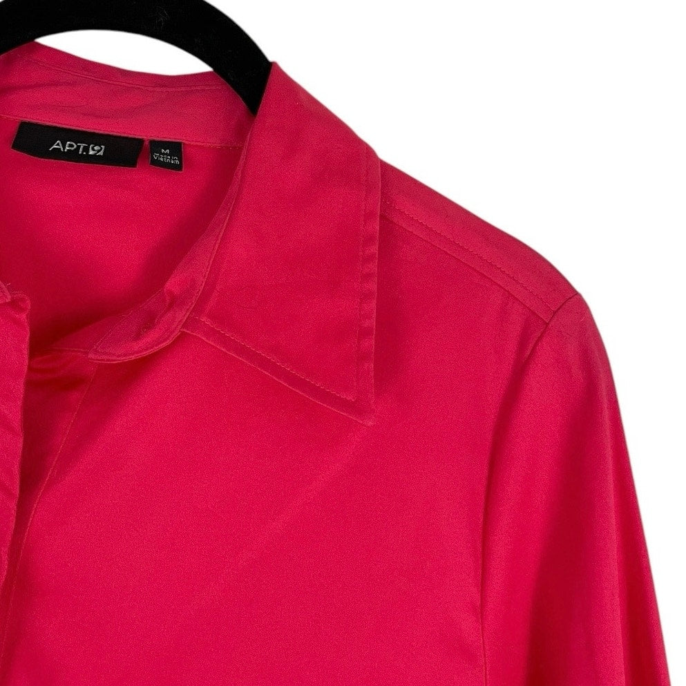 NWT Apt. 9 Essentials Vibrant Rouge Red Button Down Long Sleeve Blouse