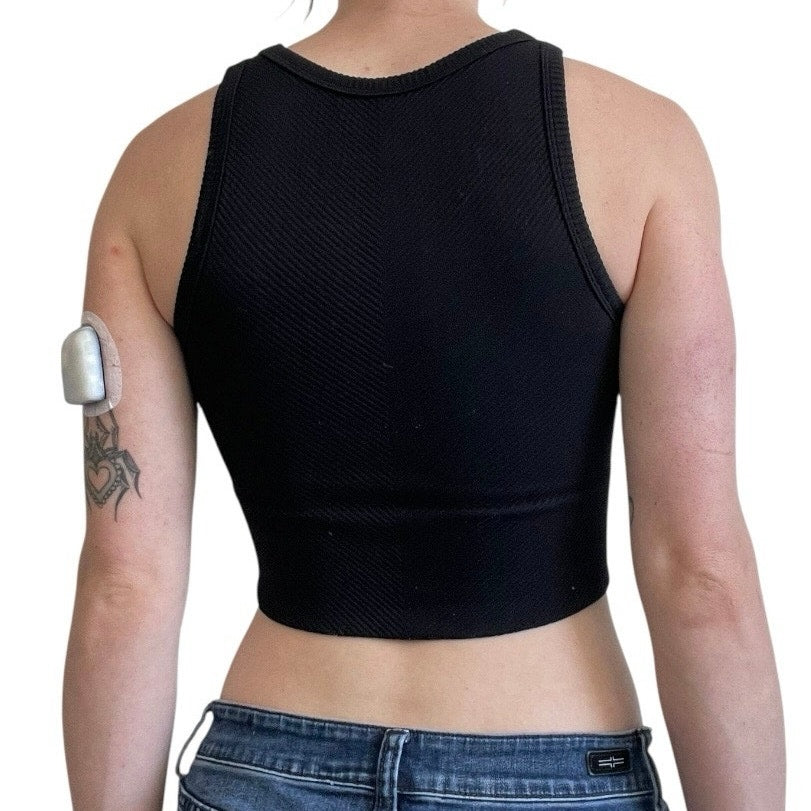 Black Ribbed Cropped Tank Top