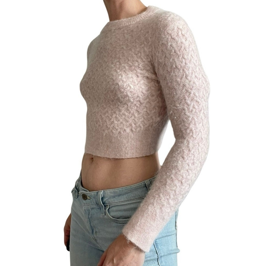 Lululemon Athletica Light Pink Alpaca Wool Knit Cropped Sweater