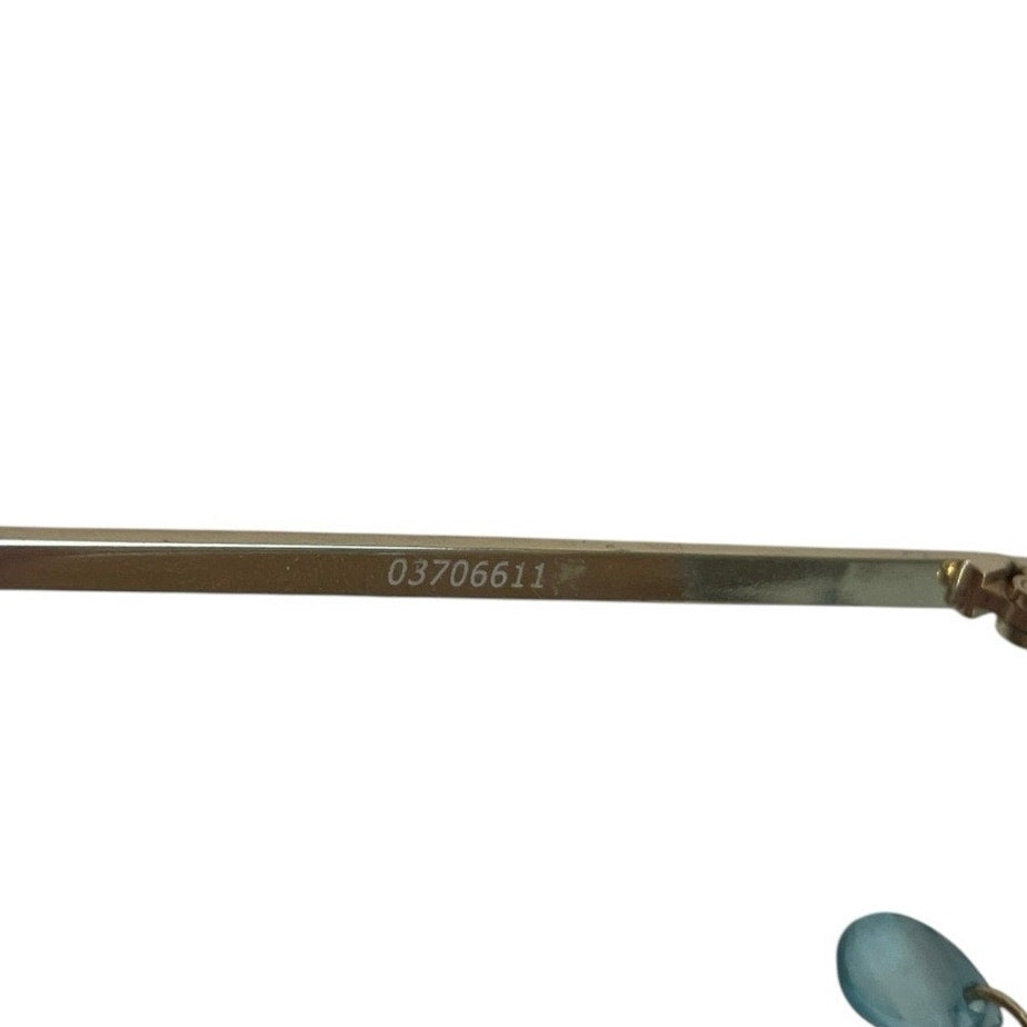 Blue Cloud Dangling Gold Chain Raindrop Crystal Charm Statement Sunglasses