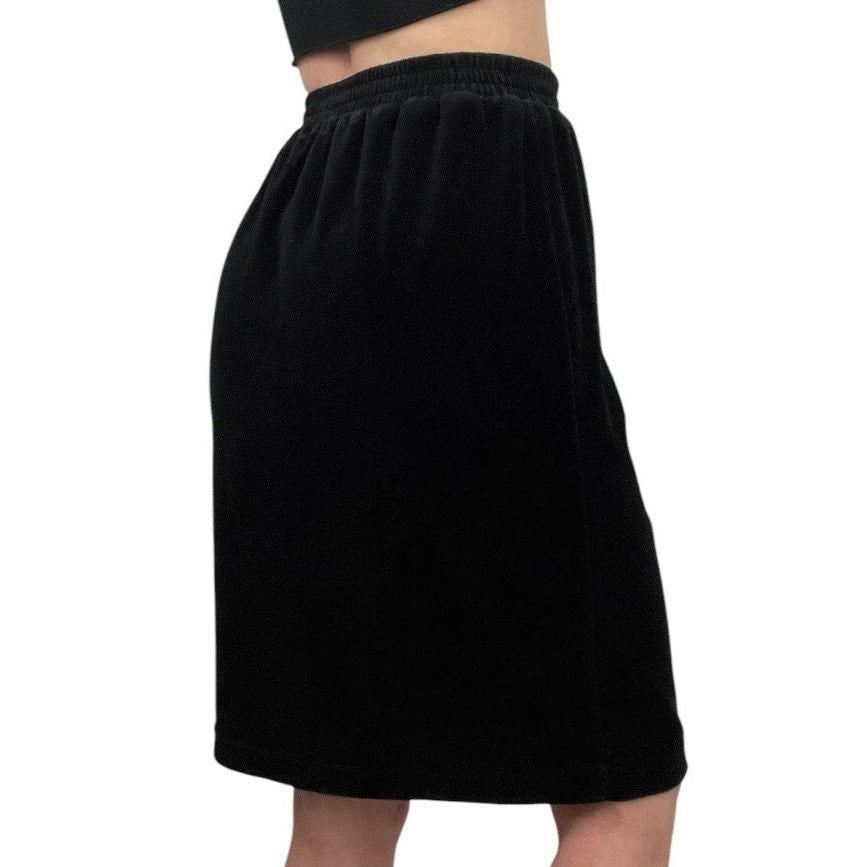 SK & Company Vintage Black Velvet Midi Skirt