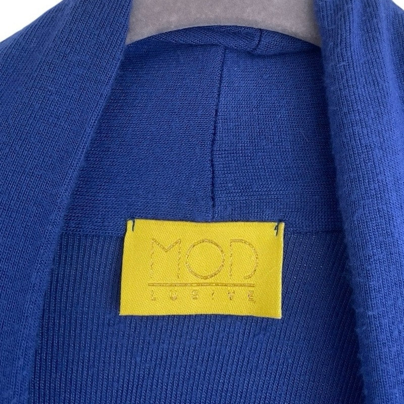 MOD Lusive Blue Cropped Cinched Sleeve Cardigan Sweater