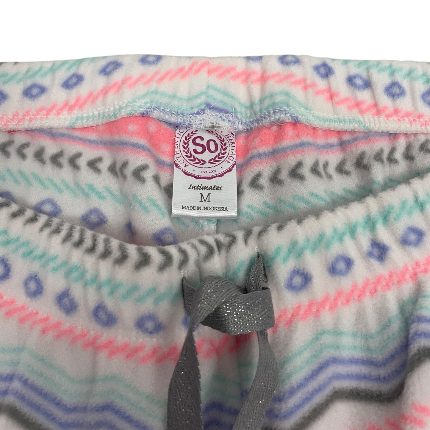 SO Intimates Soft Colorful Geometric Fluffy Striped Pajama Pants