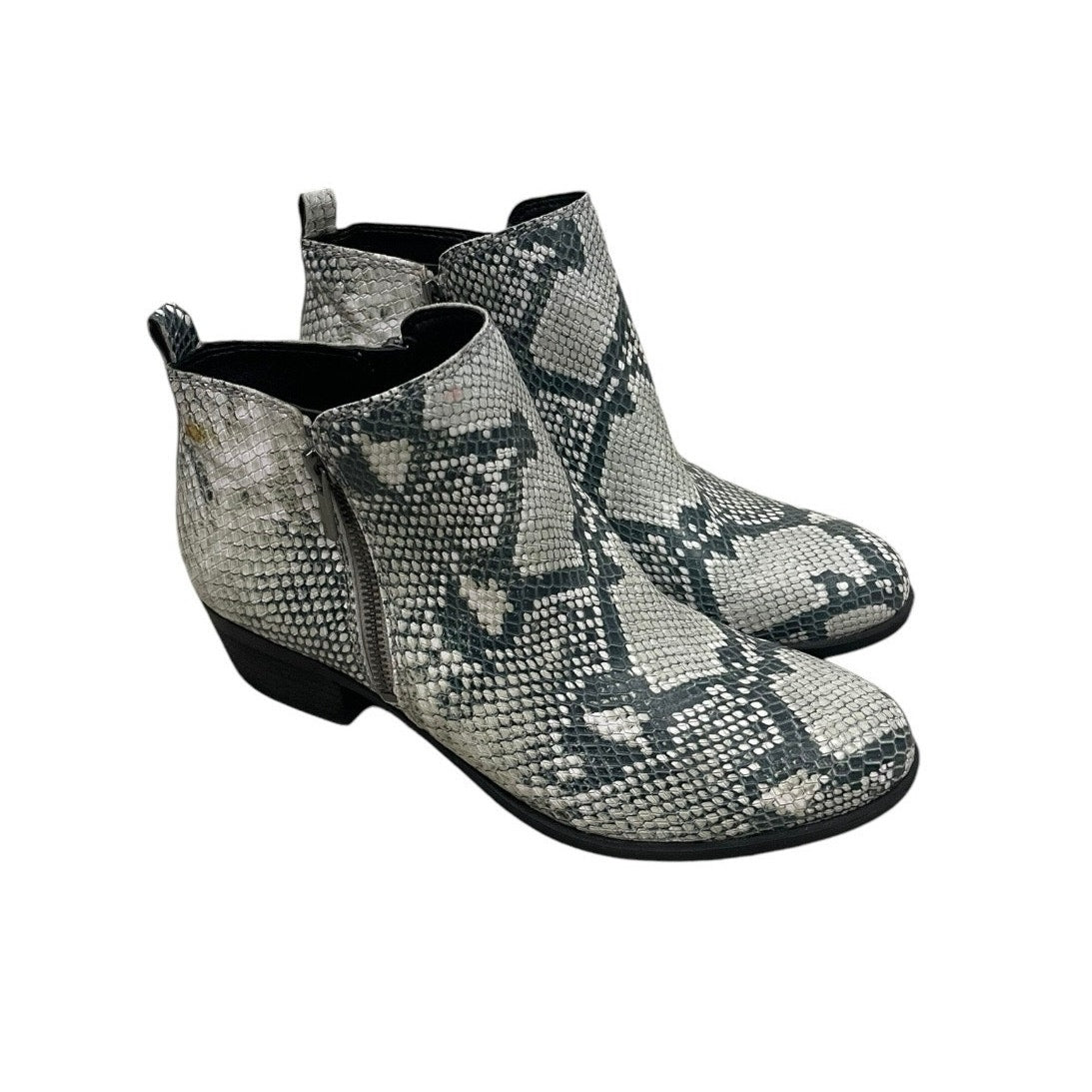 Lucky Brand Grey Snakeskin Genuine Leather Heeled Ankle Boots