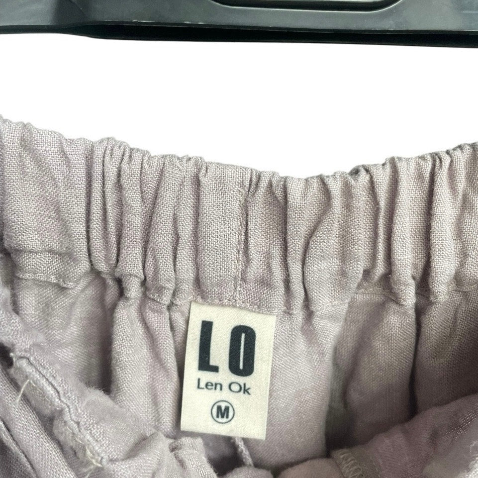 Lo Len Ok Light Lavender Midi Linen Shorts