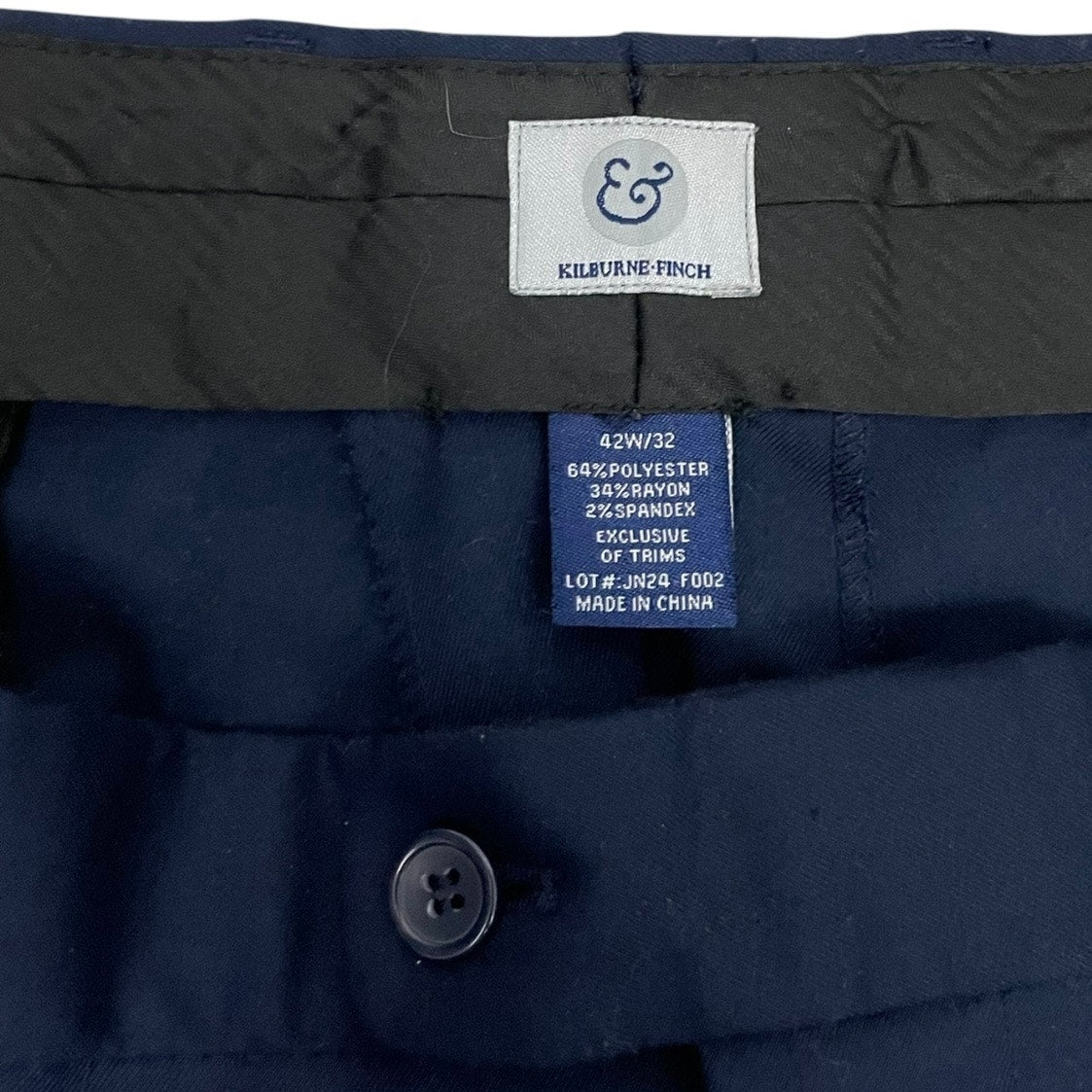 Kilburne & Finch Mens Navy Blue Pleated Straight Leg Dress Pants