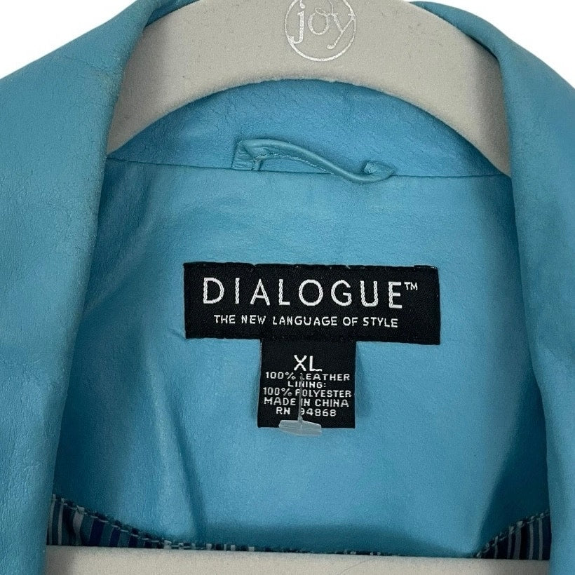 Dialogue Vintage 90s Blue Genuine Leather Blazer Jacket