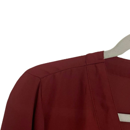 Rue 21 Burgundy Red V-Neck Long Sleeve Sheer Tie Cuff Blouse