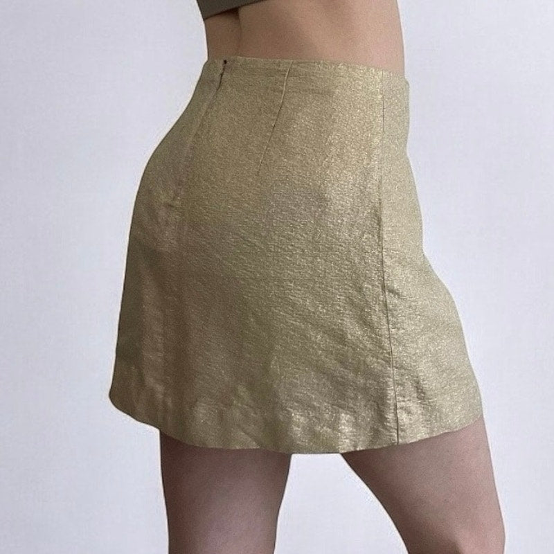 J. Crew Beige Gold Glittery Mini Skirt