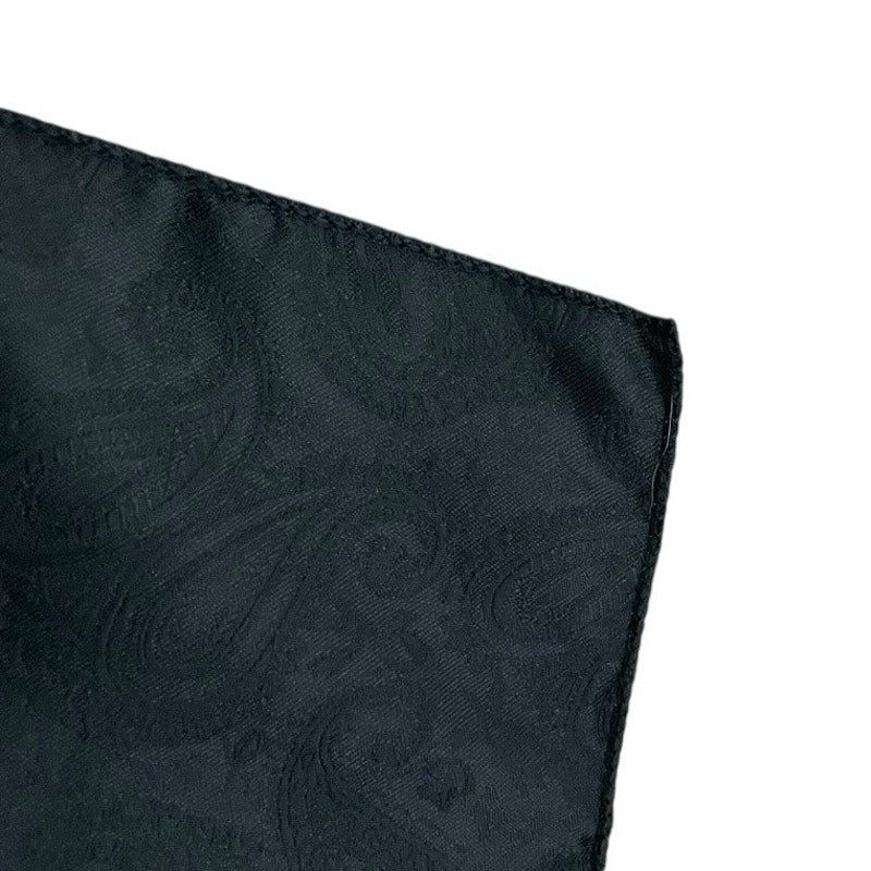 Silky Black Paisley Mens Pocket Square