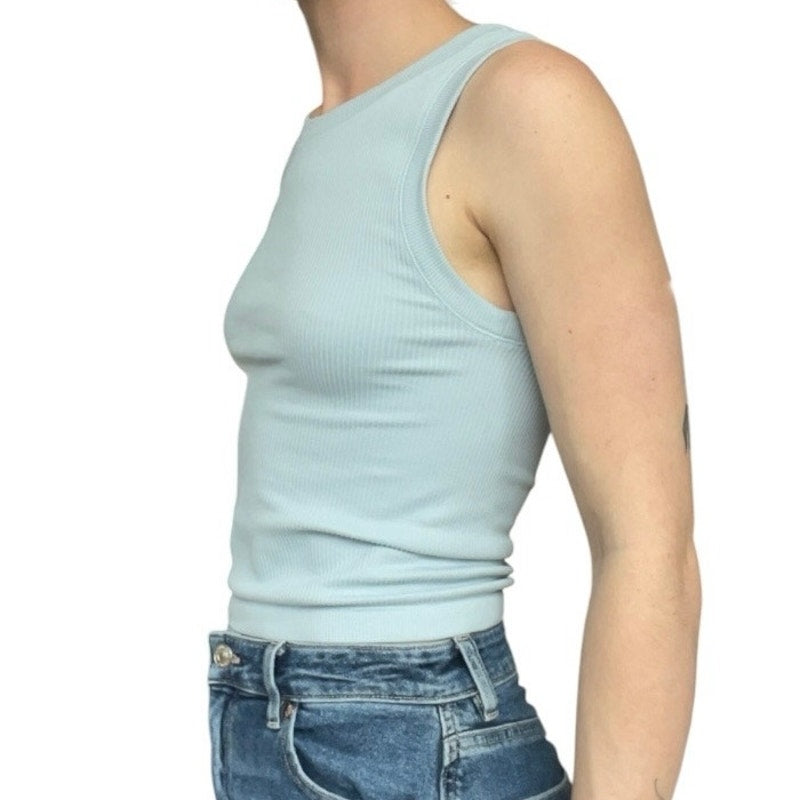 Light Blue Ribbed Tank Top