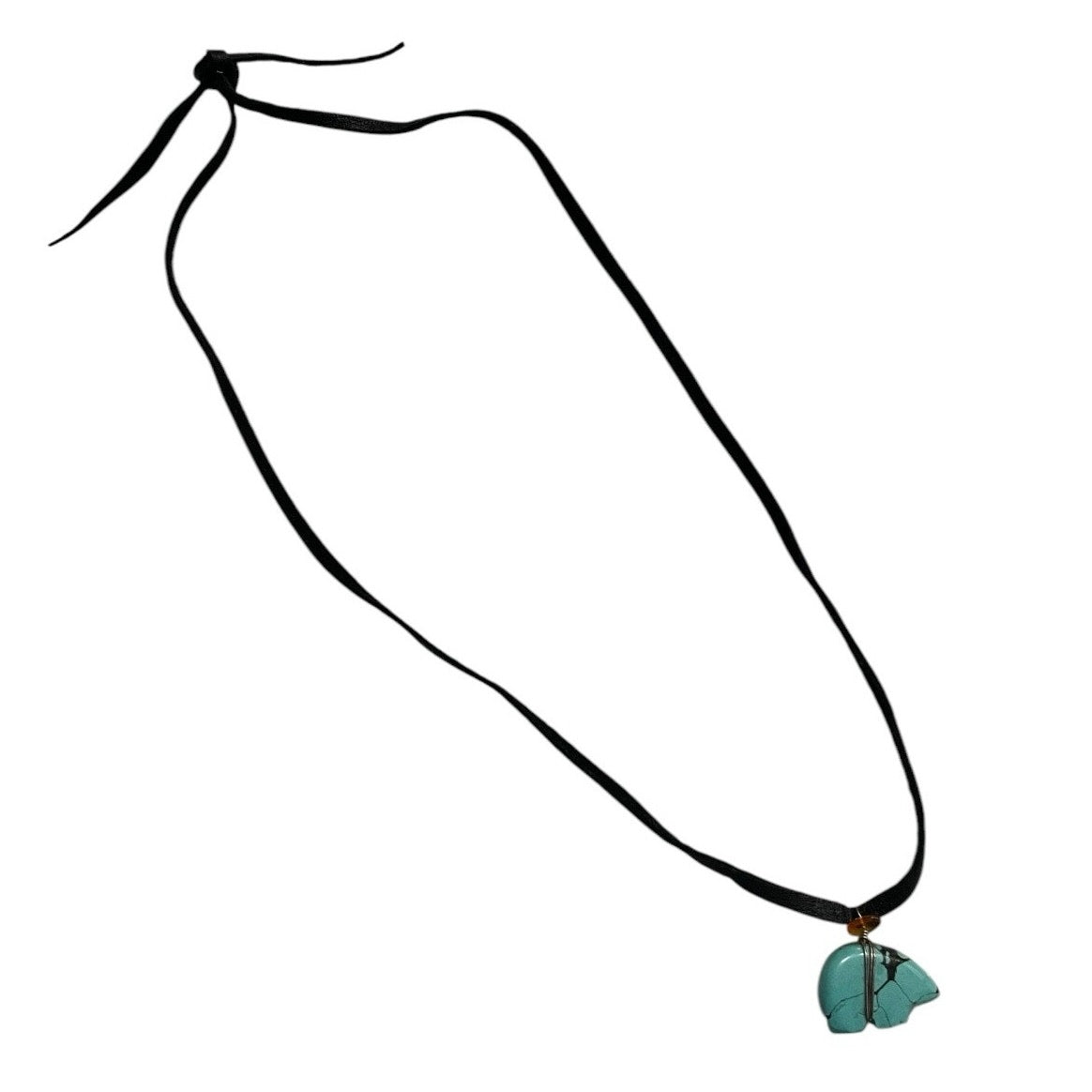 Vintage Turquoise Bear Stone Pendant Necklace