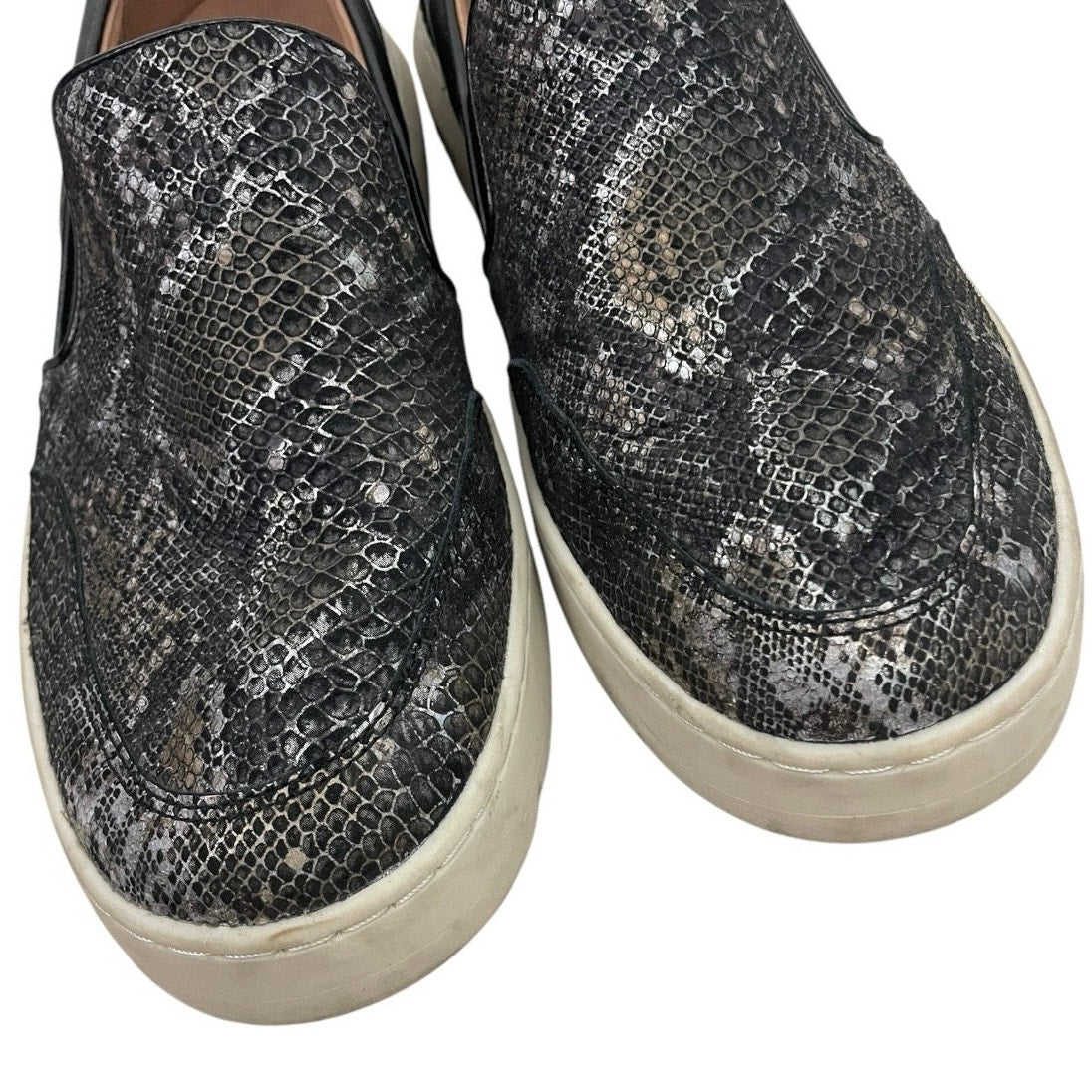 Vionic Black & Gold Metallic Dinora Boa Leather Snakeskin Slip-On Sneakers