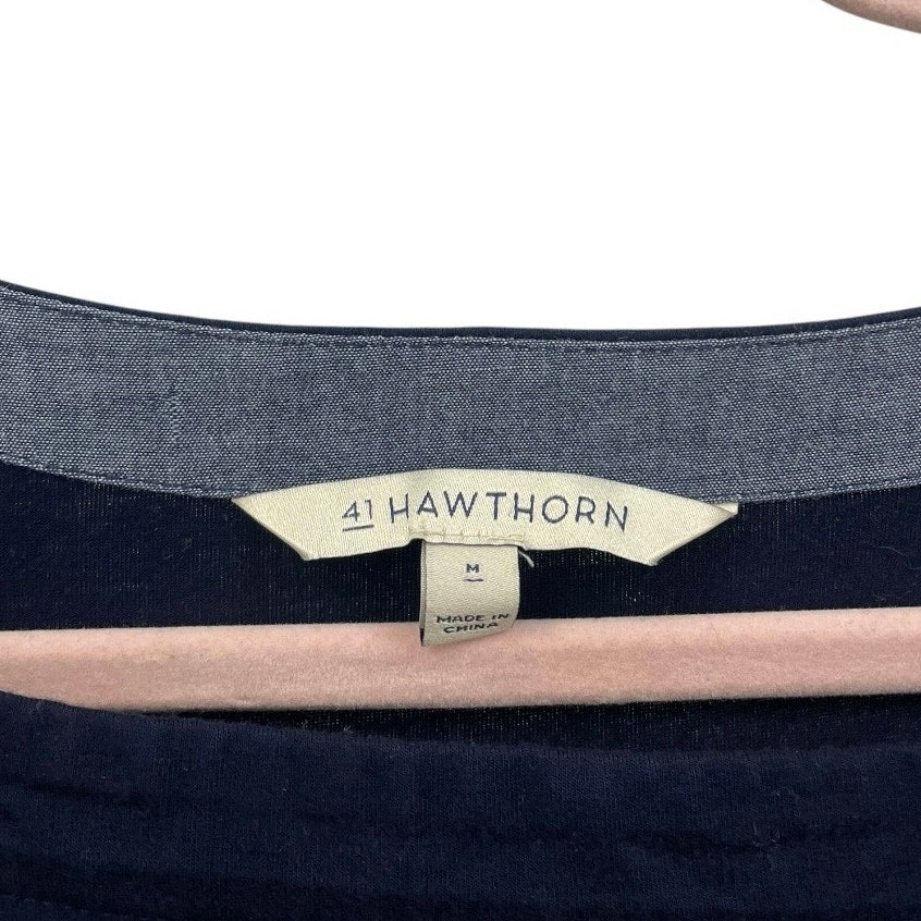 41 Hawthorn Navy Blue & White Striped Cropped Sleeve Dress