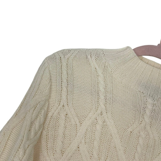 Banana Republic Cream Cable Knit High Neck Sweater
