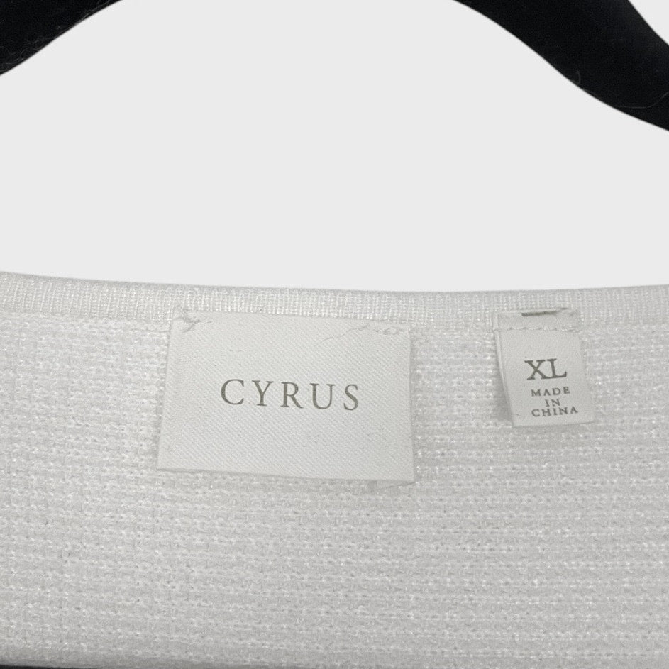 Cyrus White Waffle Knit Scoop Neck Sweater