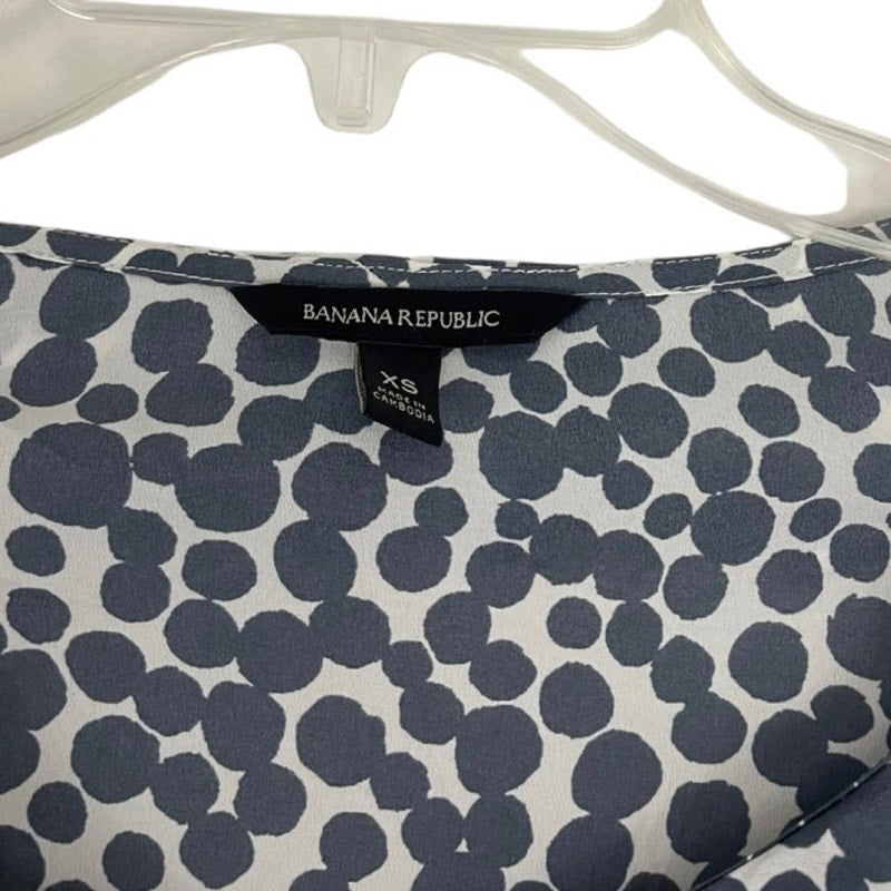 Banana Republic Blue & White Polka Dot Long Sleeve Blouse