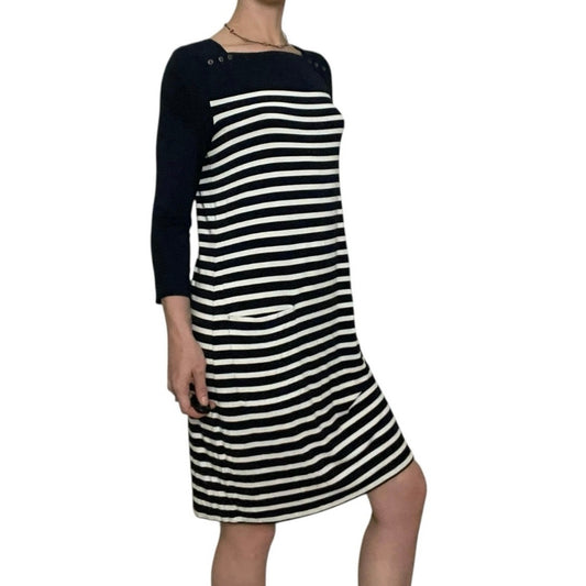41 Hawthorn Navy Blue & White Striped Cropped Sleeve Dress