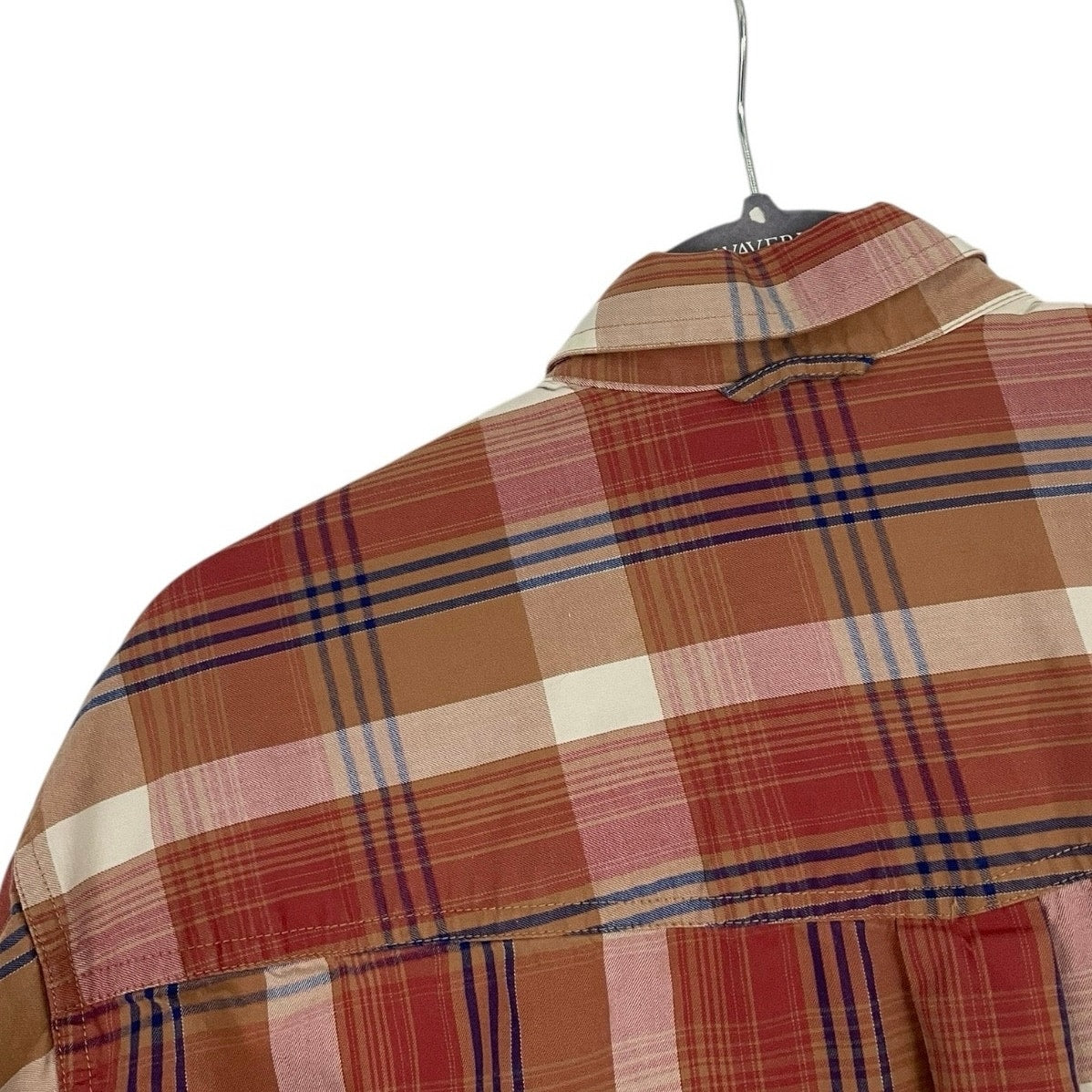Roper Mens Orange Plaid Long Sleeve Button Down Shirt