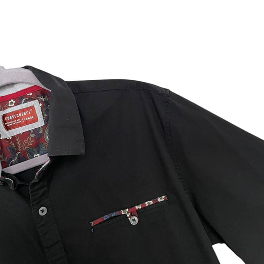 Consequence Mens Black Short Sleeve Button Down Shirt