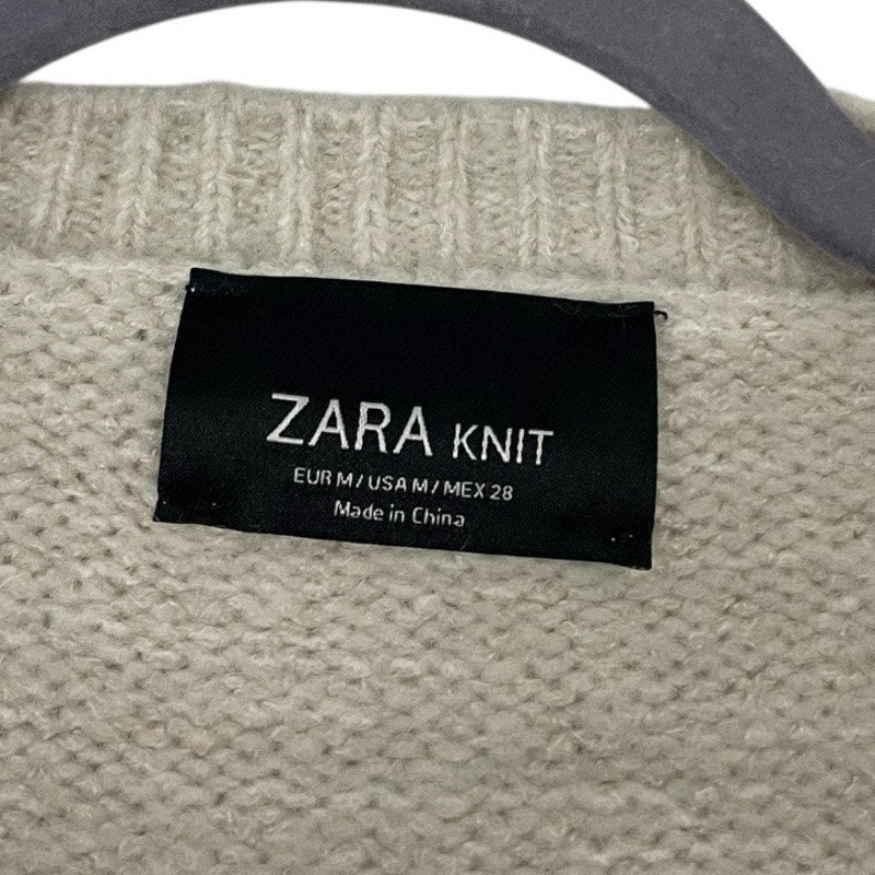 Zara Knit Cream Crewneck Sweater