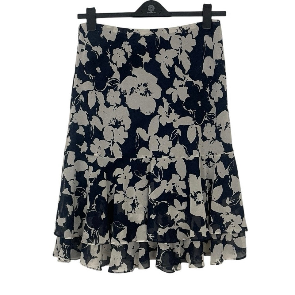 Chaps Vintage Navy Blue & White Floral Skirt