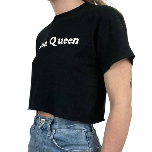 Salsa Queen Cropped Black Short Sleeve Graphic Tee