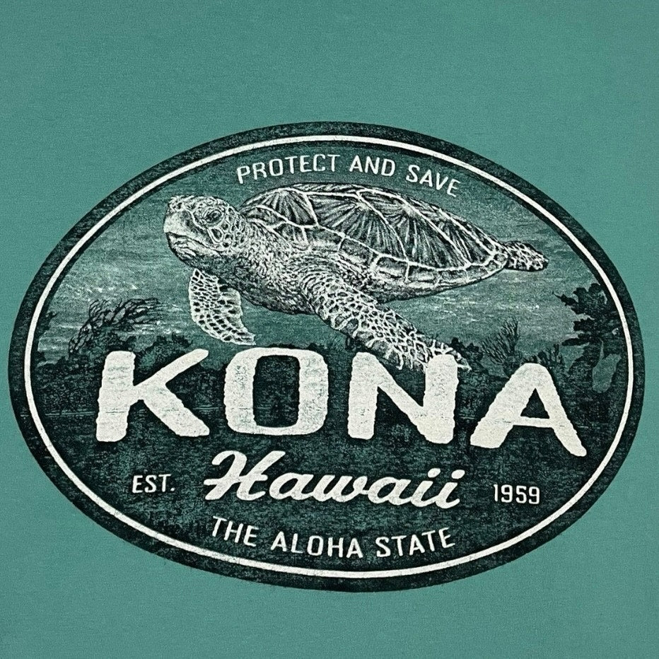 Turquoise Kona Hawaii Sea Turtle Graphic Short Sleeve Tee