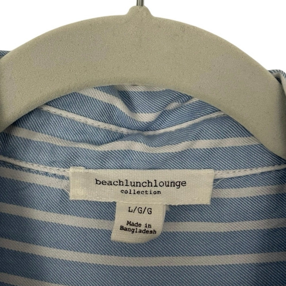 BeachLunchLounge Blue & White Striped Long Sleeve Button Down Blouse