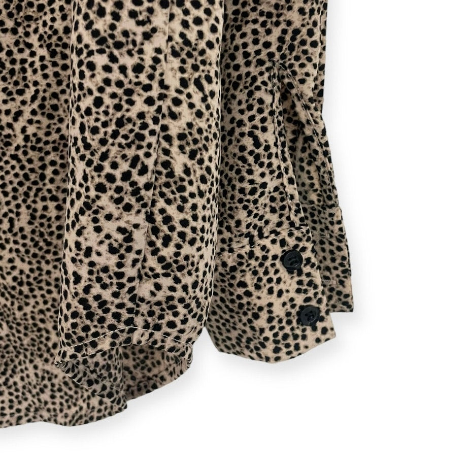 H&M Silky Cheetah Print Long Sleeve Button Down Blouse