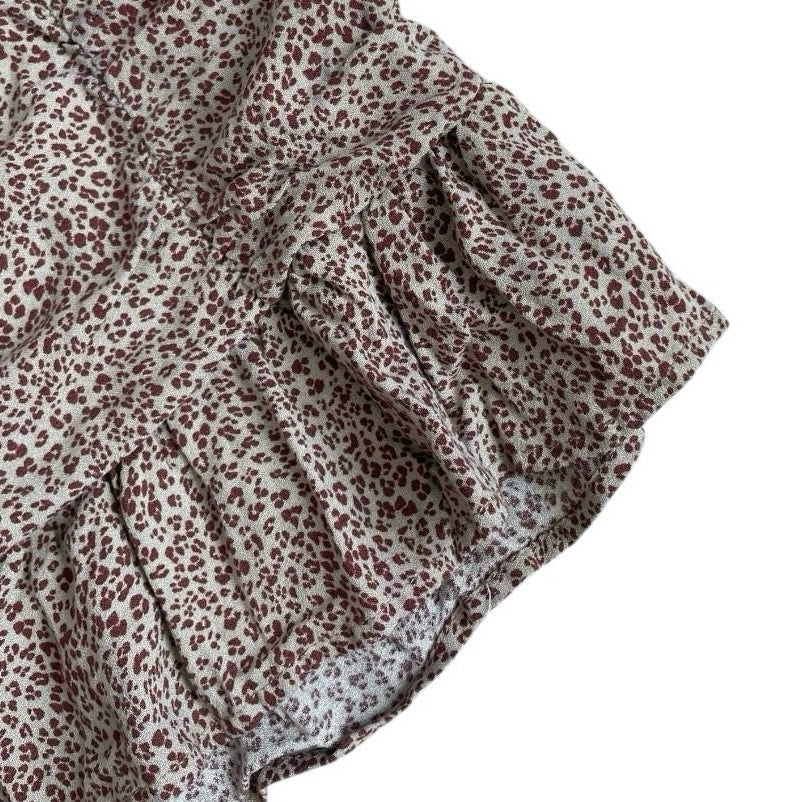Soft Beige Cheetah Print Ruched Mini Skirt
