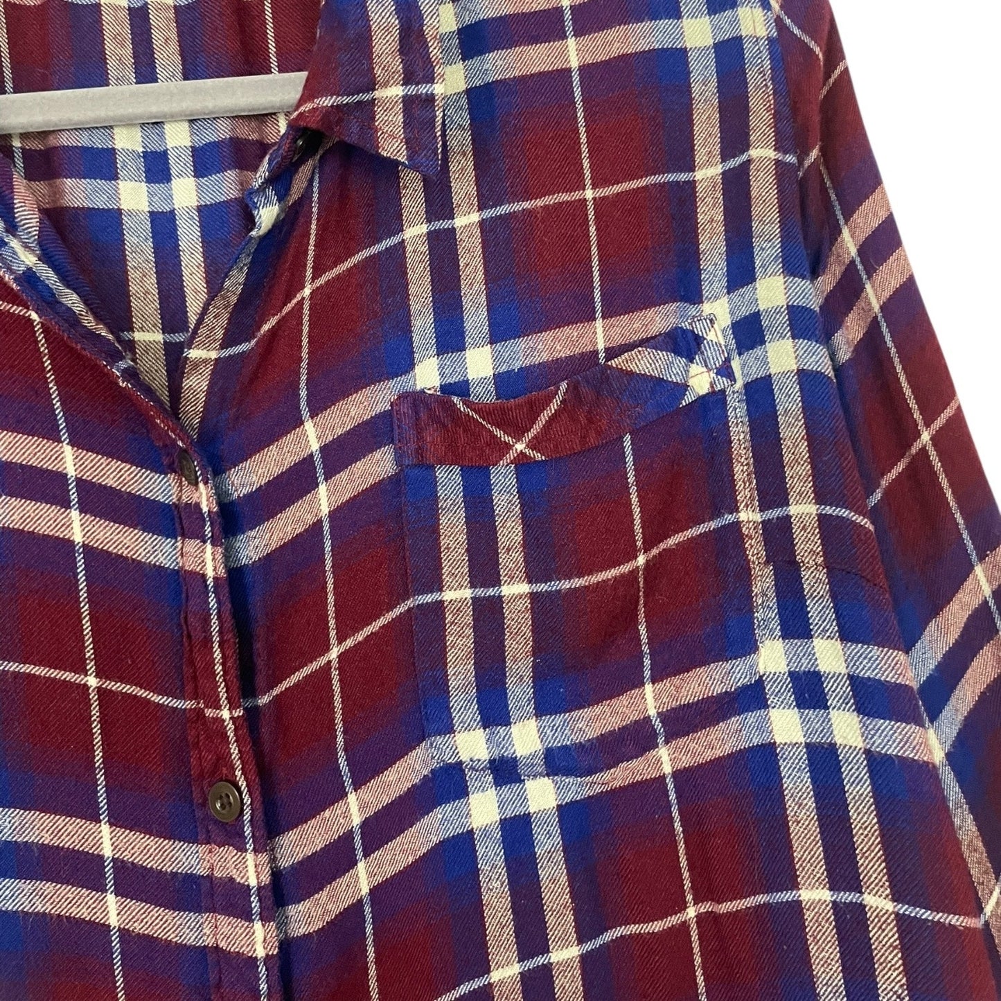 Lucky Brand Red & Blue Plaid Long Sleeve Button Down Blouse