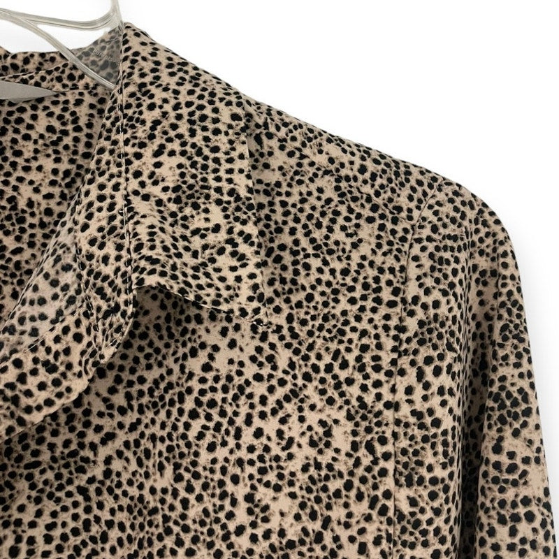 H&M Silky Cheetah Print Long Sleeve Button Down Blouse