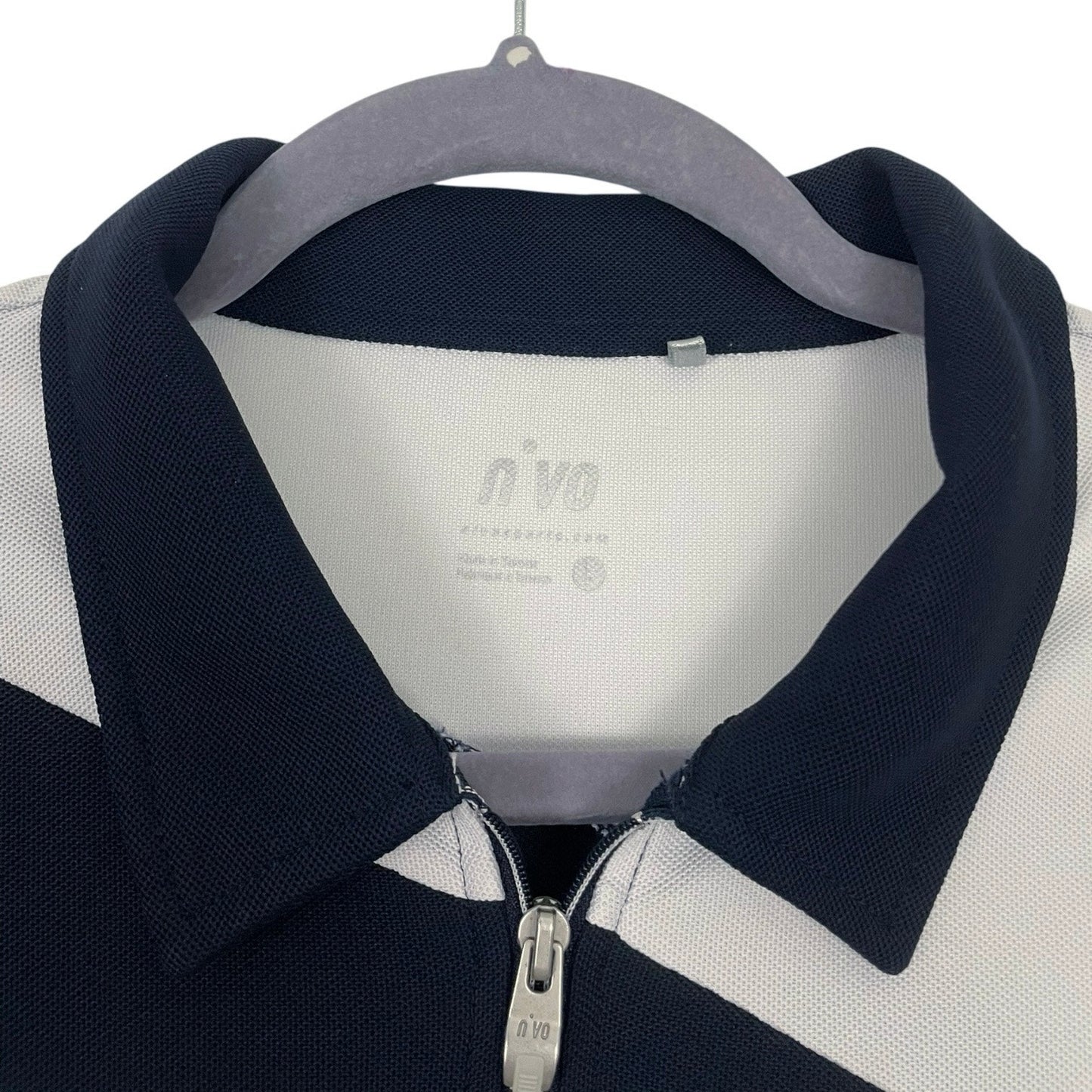 Nivo Sport Navy Blue & White Short Sleeve Active Quarter Zip Polo Golf Shirt