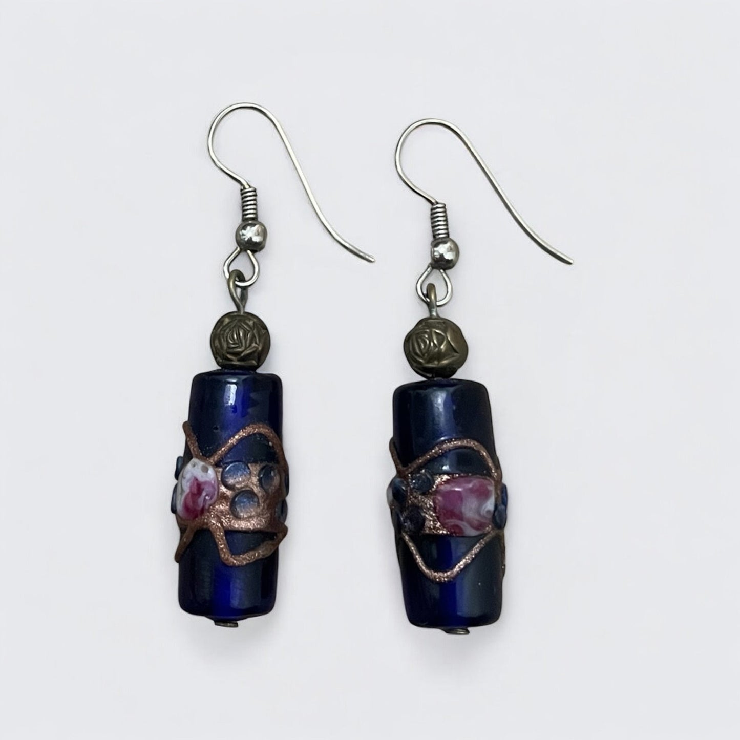 Vintage Purple Rhinestone Pendant Earrings