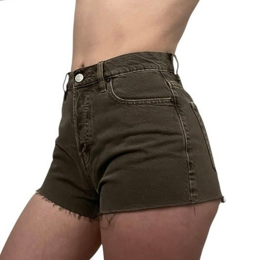 PacSun Brown Denim Vintage High Rise Mini Jean Shorts