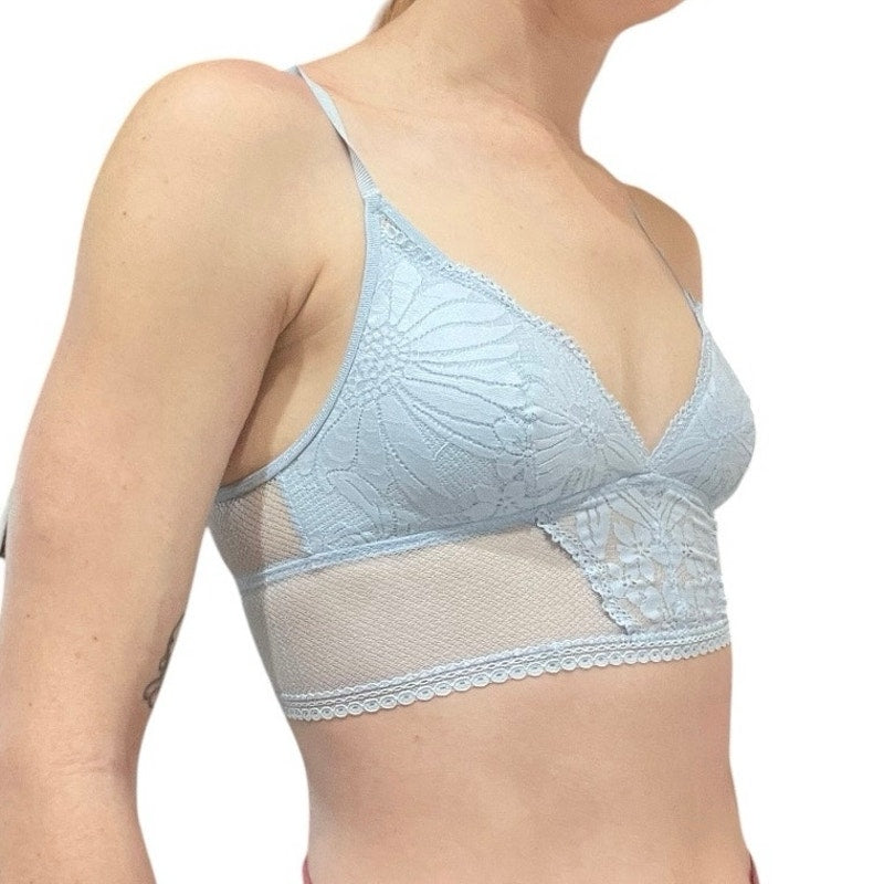 Aerie Blue Floral Lace Padded Bralette