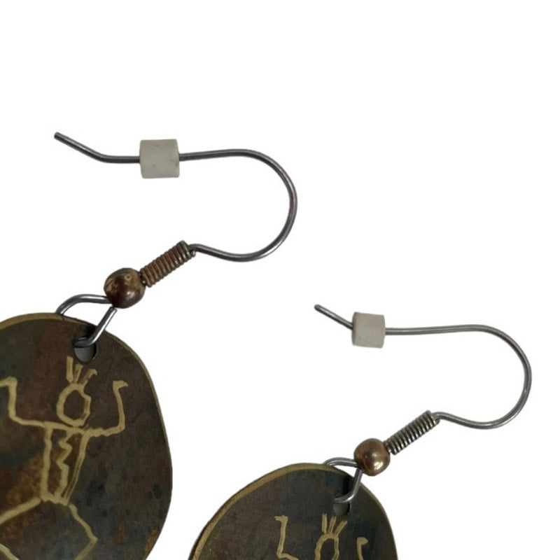 Vintage Gold Stick Figure Round Earrings