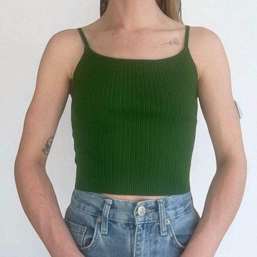 Forever 21 Green Ribbed Tank Top