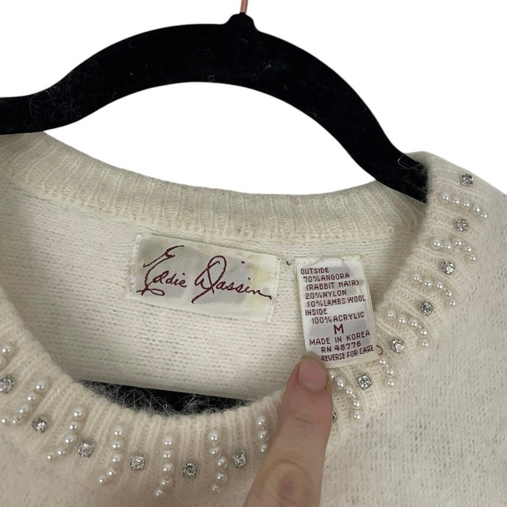 Eddie Dassin Vintage Cream Knit Embroidered Sweater