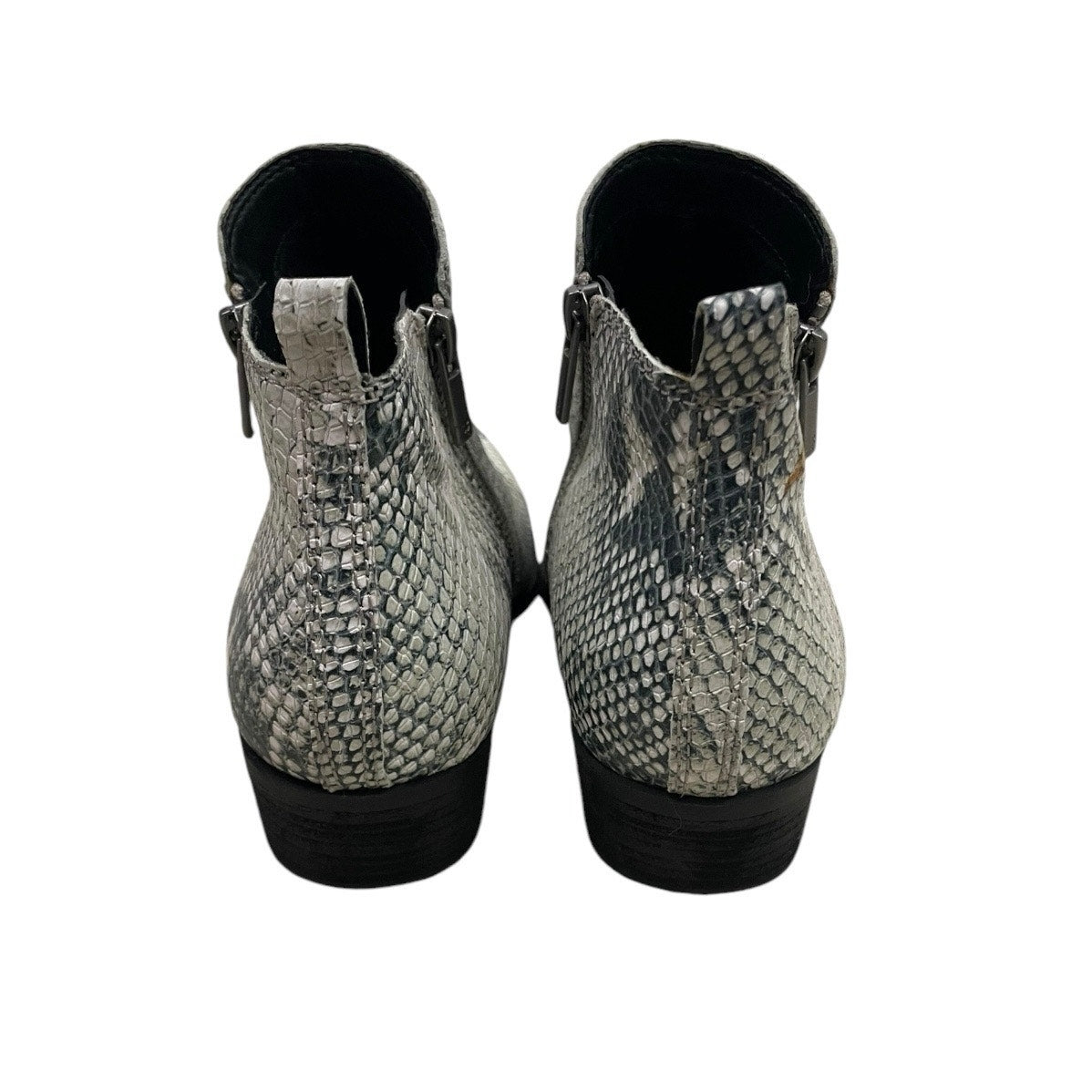 Lucky Brand Grey Snakeskin Genuine Leather Heeled Ankle Boots