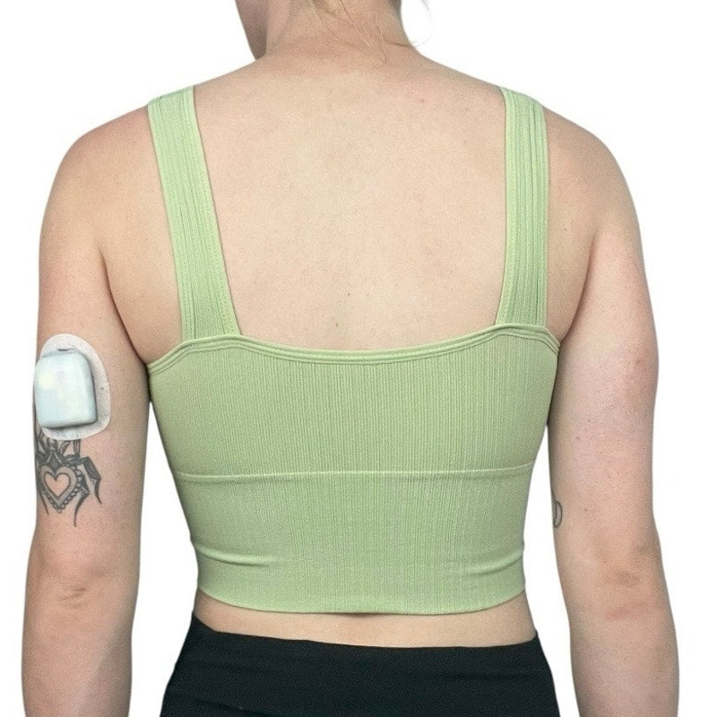 Light Green Ribbed Padded Cropped Tank Top