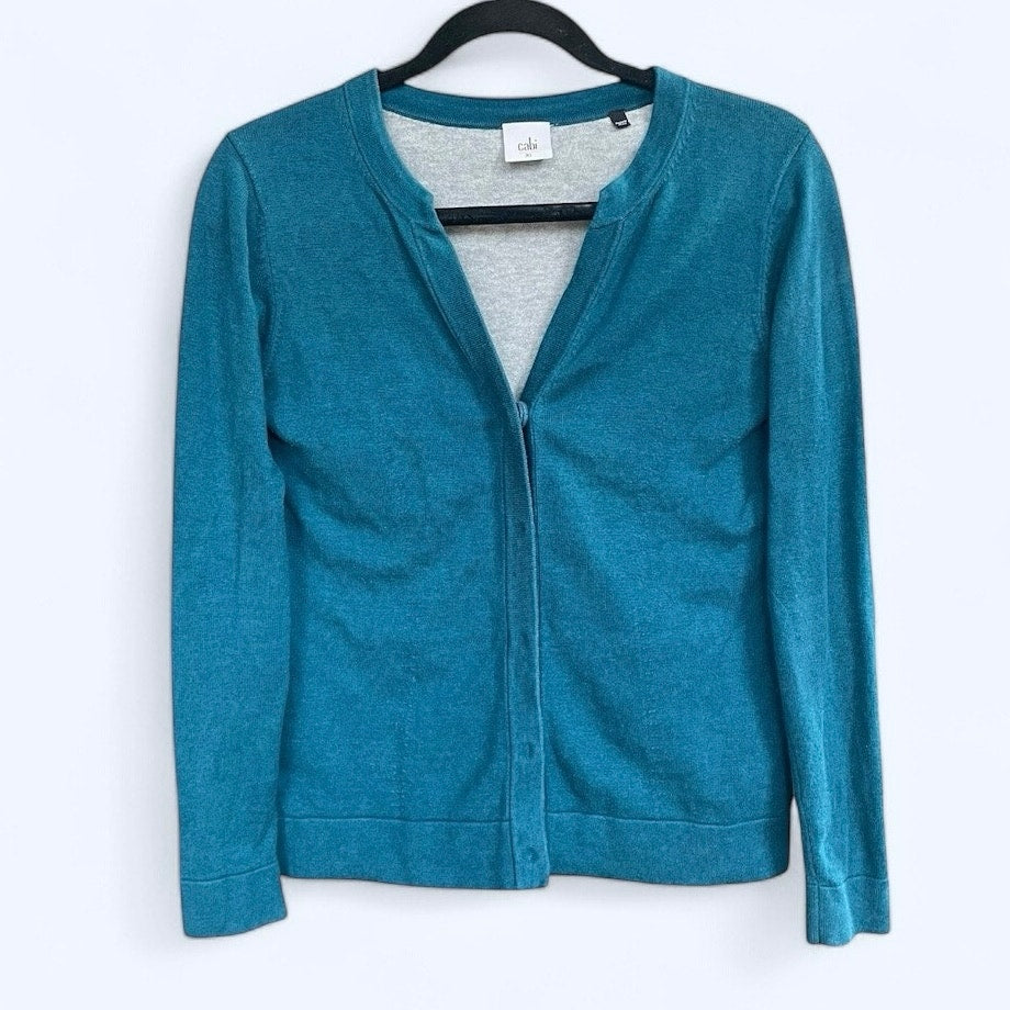 CAbi Teal Blue Button Down Cardigan Sweater