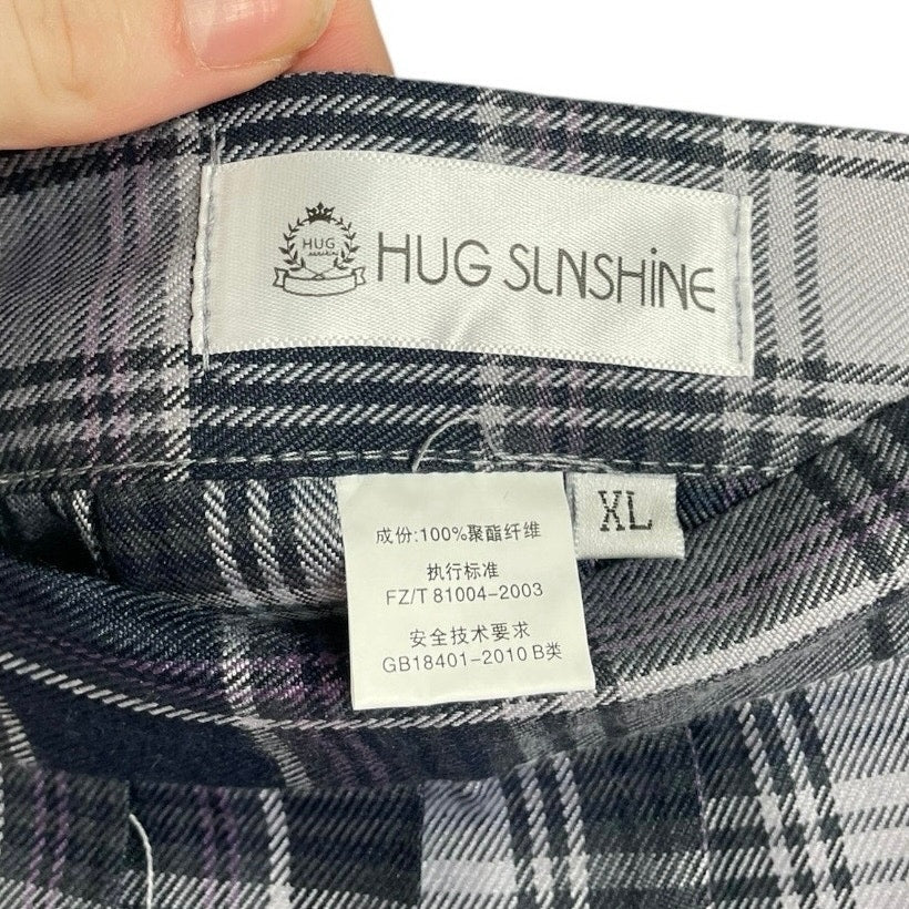 Hug Sunshine Juniors Navy Blue & Grey Plaid Pleated Mini Skirt
