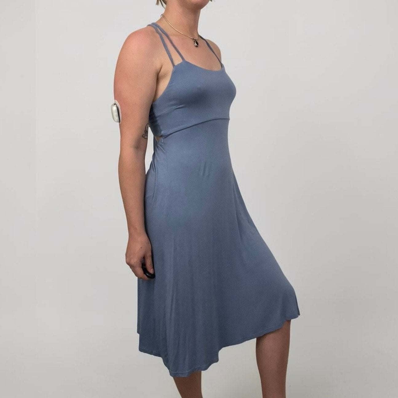 Lascana for Venus Dusty Blue Strappy Open Back Midi Dress