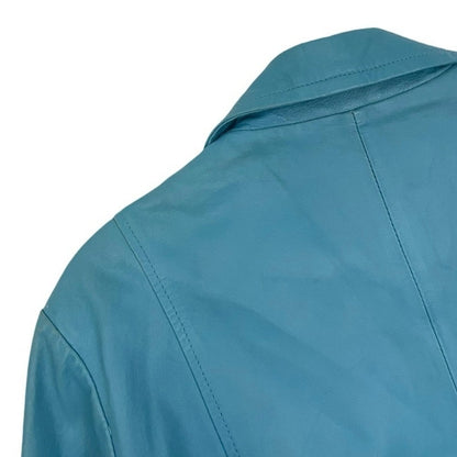 Dialogue Vintage 90s Blue Genuine Leather Blazer Jacket