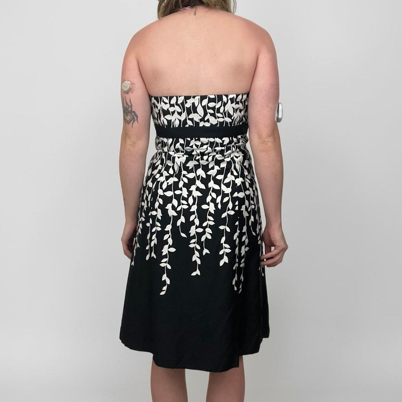 Ann Taylor LOFT Black & White Vine Print Strapless Dress