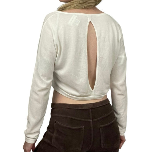 Doncaster Sheer Open-Back Slit Cropped Button Down Cardigan