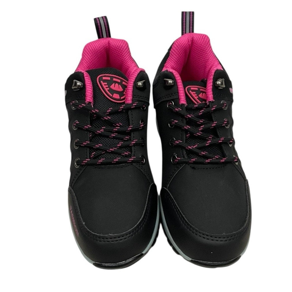NWT Comfort Wear Black & Pink Lace Up Fashion Sneakers + 4 Socks