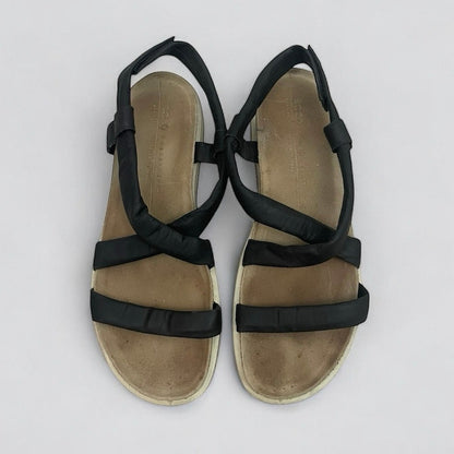 Ecco Corksphere Black Strappy Sandals